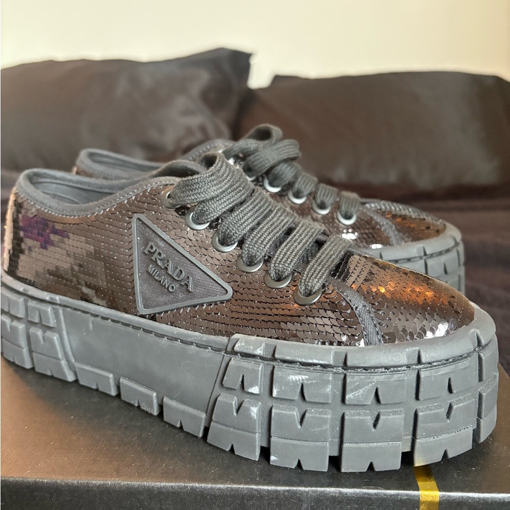 Prada Women's Black Sequin Sneakers